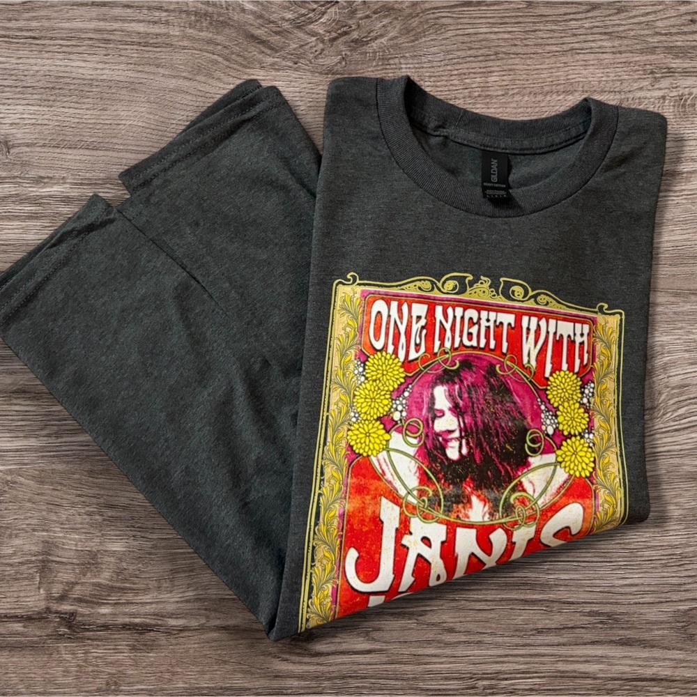 New, One Night With Janis | Unisex Dark Gray Graphic Heavy Cotton T-Shirt